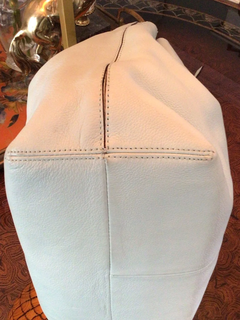 kate spade Baby Blue Leather Drawstring Tassel Shoulder Bag